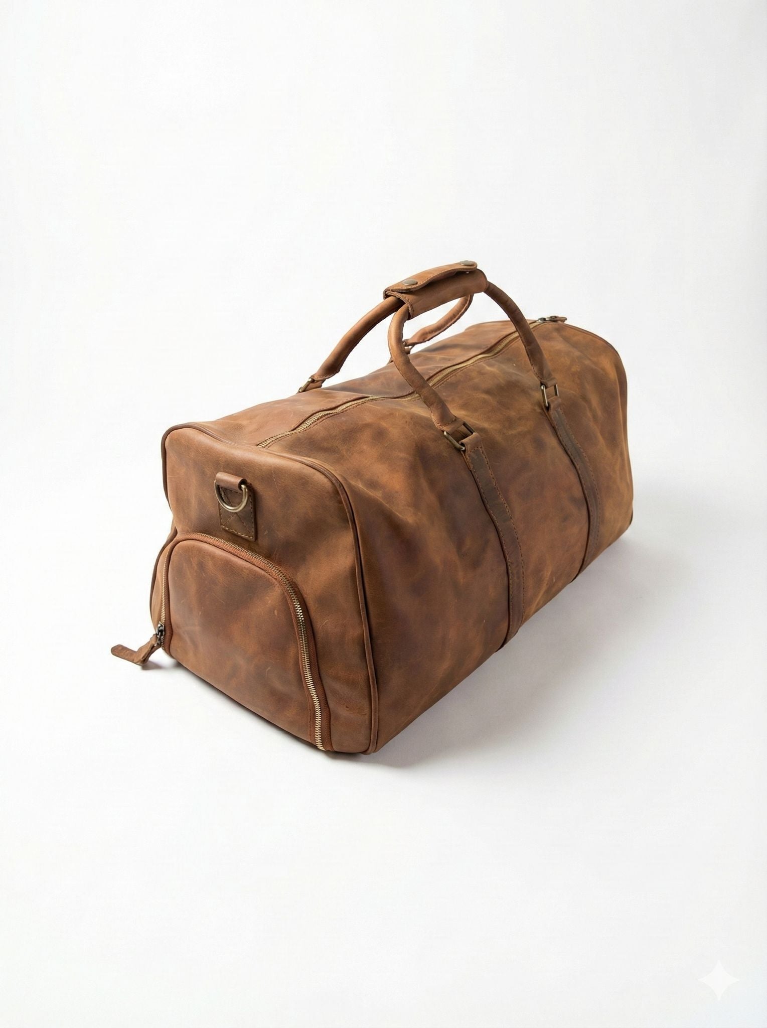 100% Genuine Brown Leather Travel bag.