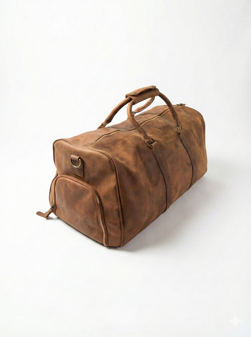100% Genuine Brown Leather Travel bag.