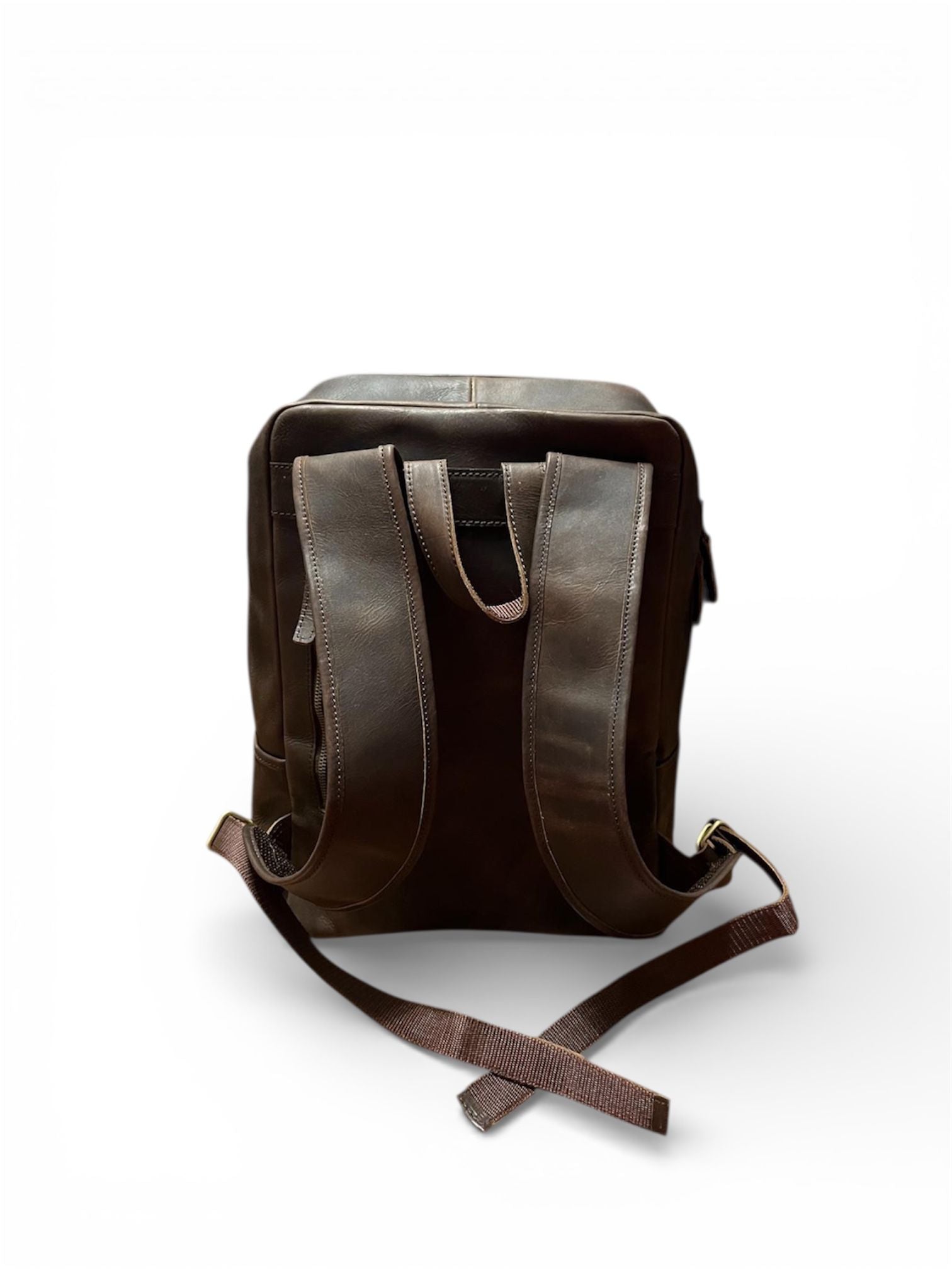 100% Genuine Dark Brown Leather Backpack.