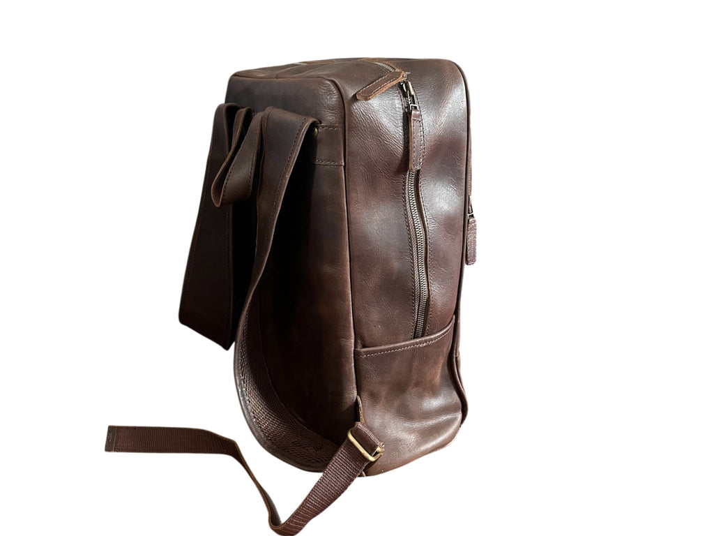 100% Genuine Dark Brown Leather Backpack.