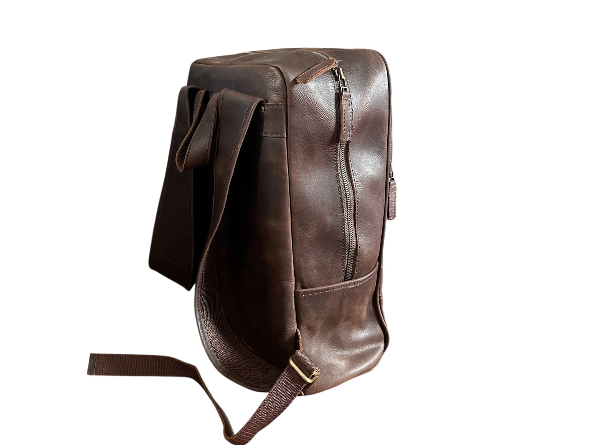 100% Genuine Dark Brown Leather Backpack.