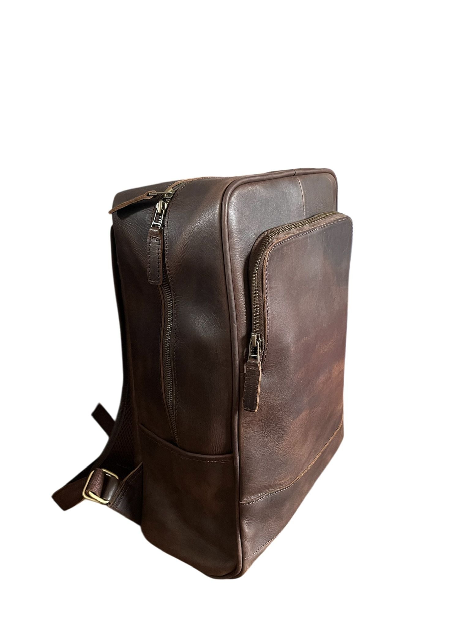 100% Genuine Dark Brown Leather Backpack.