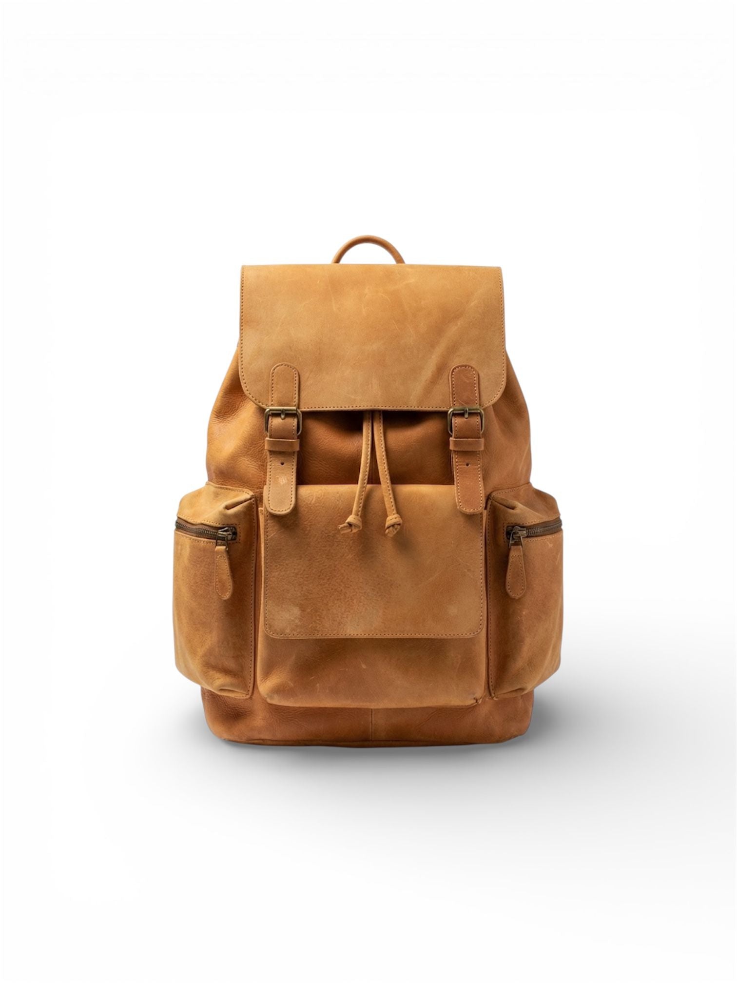100% Genuine Light Brown Leather Backpack.