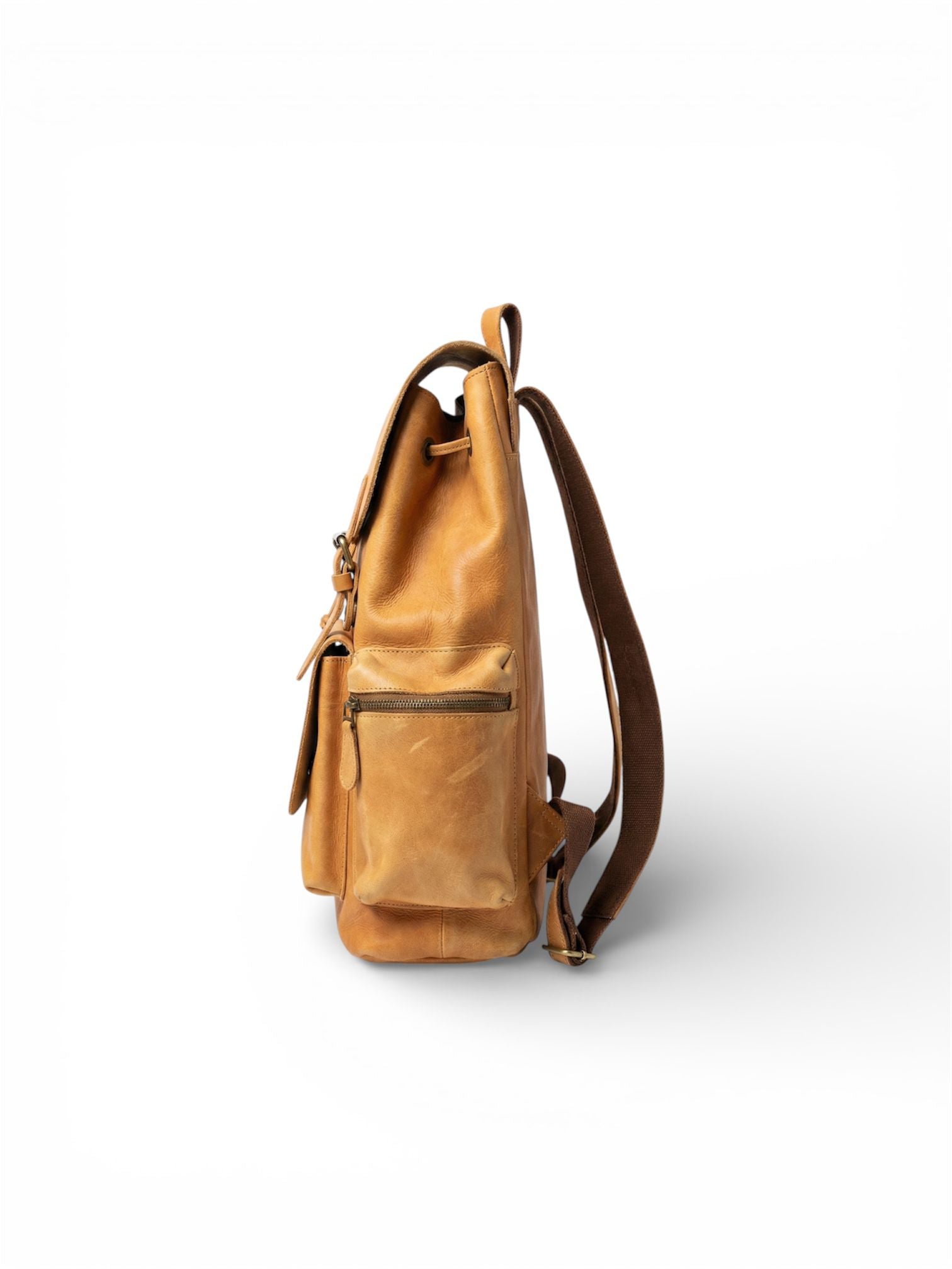 100% Genuine Light Brown Leather Backpack.