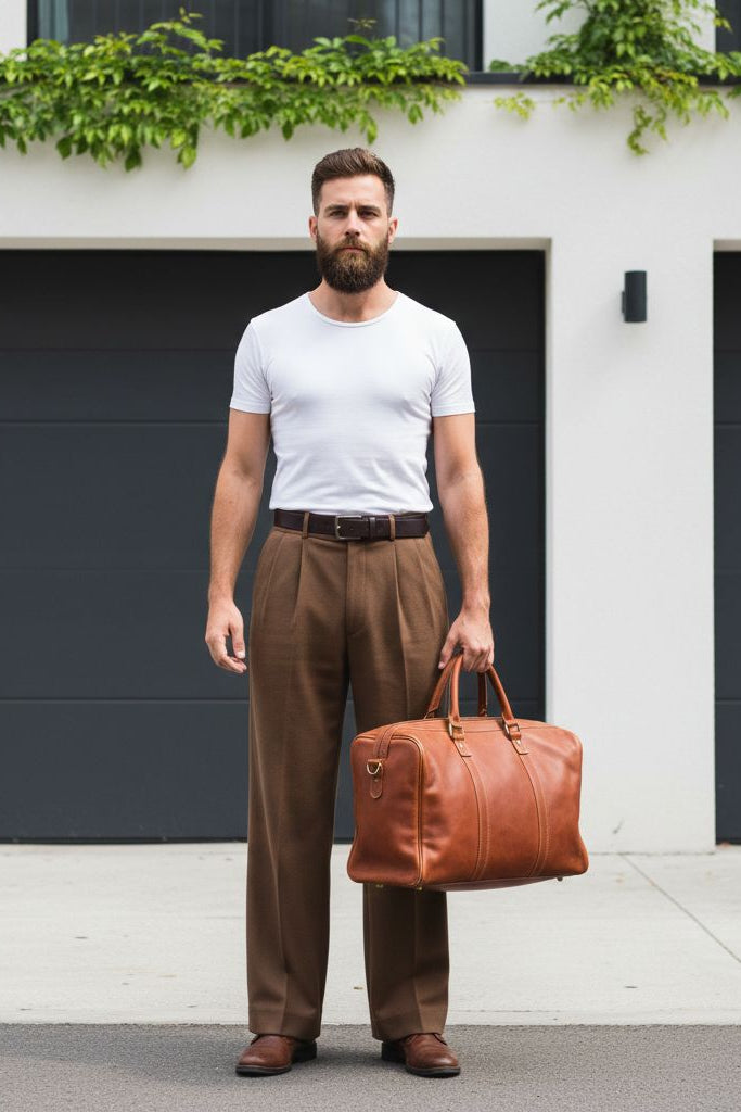 100% Genuine Brown Leather Travel bag.