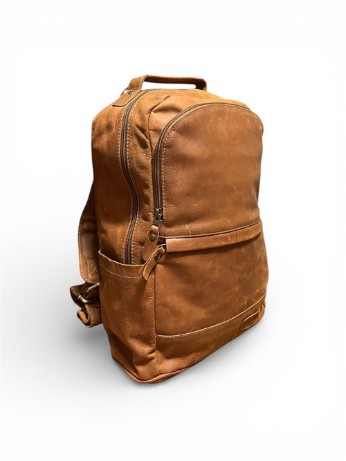 100% Genuine Brown Leather Backpack.